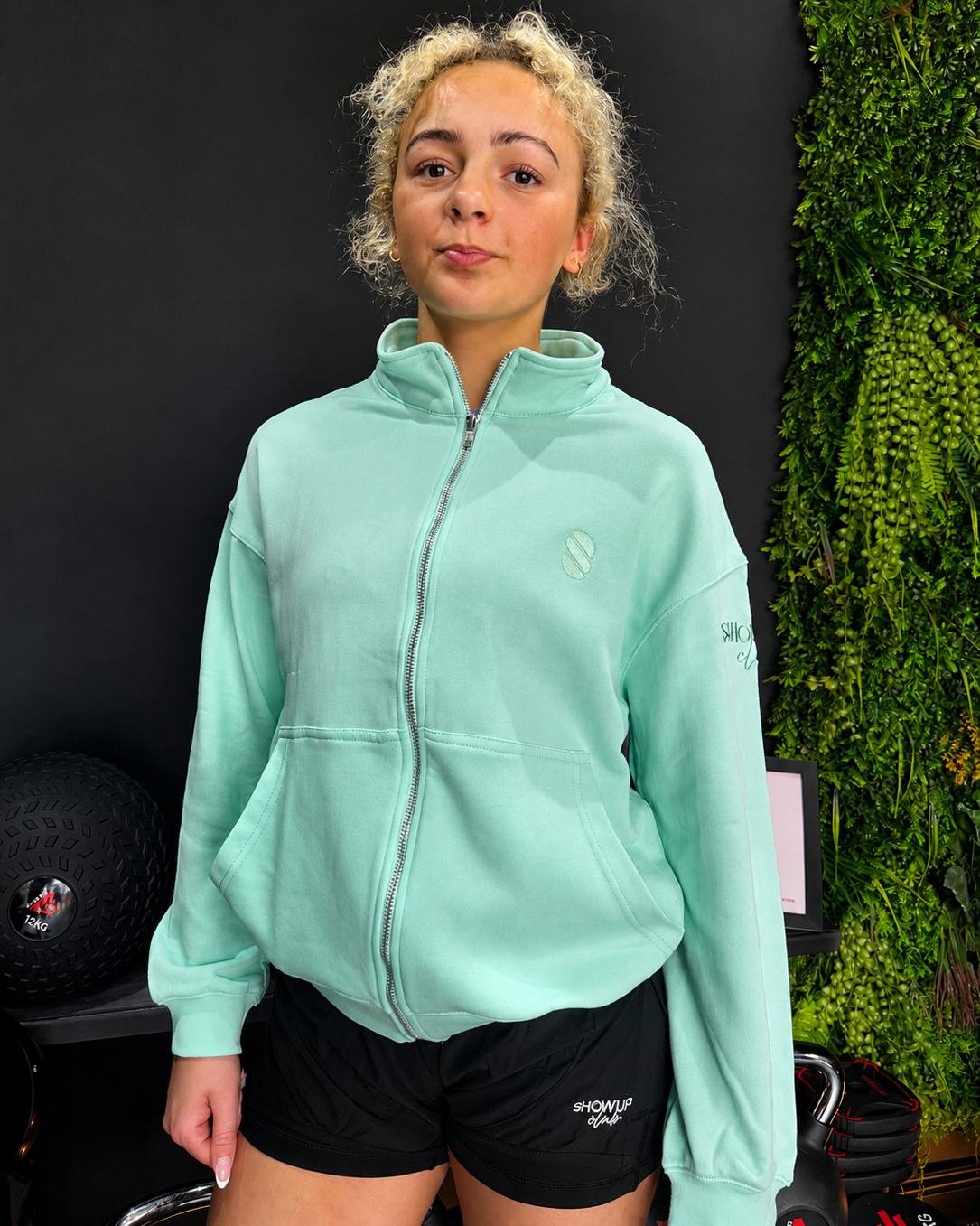 Full Zip Sweater - Soft Mint