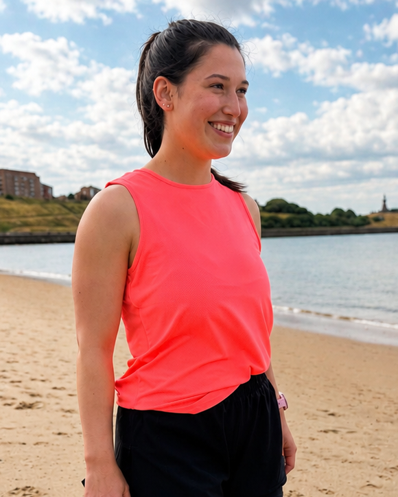 Rosa Relaxed Fitness Tank - Hot Coral
