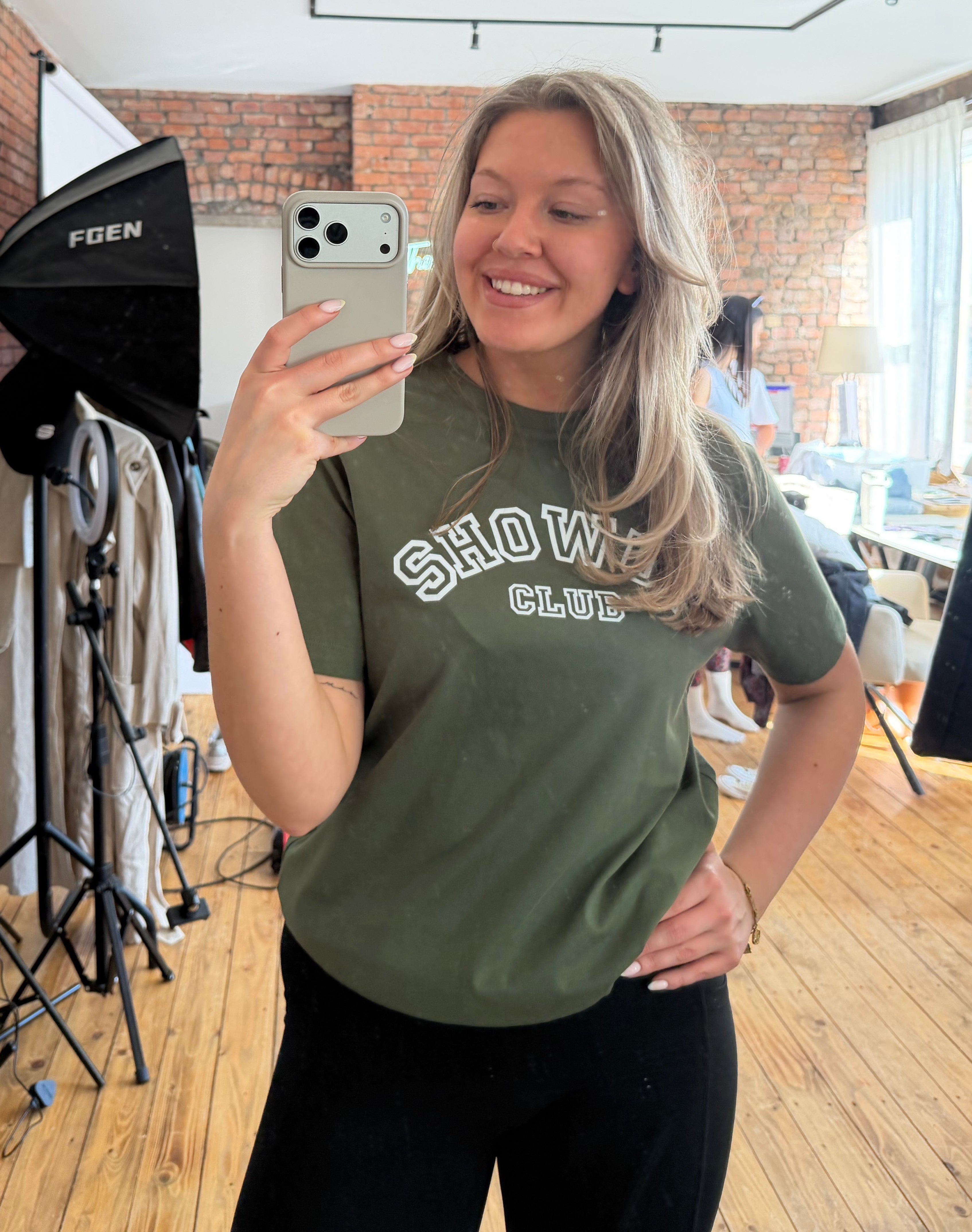 Show Up Club Varsity Tee - Military Green