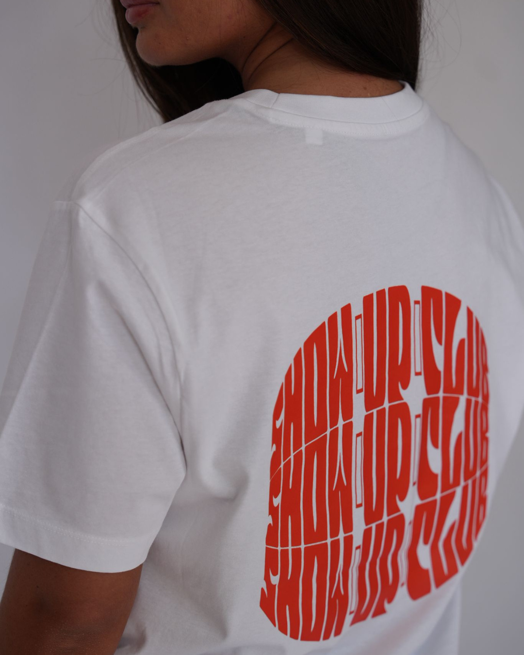 Show Up Club Disco Tee - White/Cherry Tomato