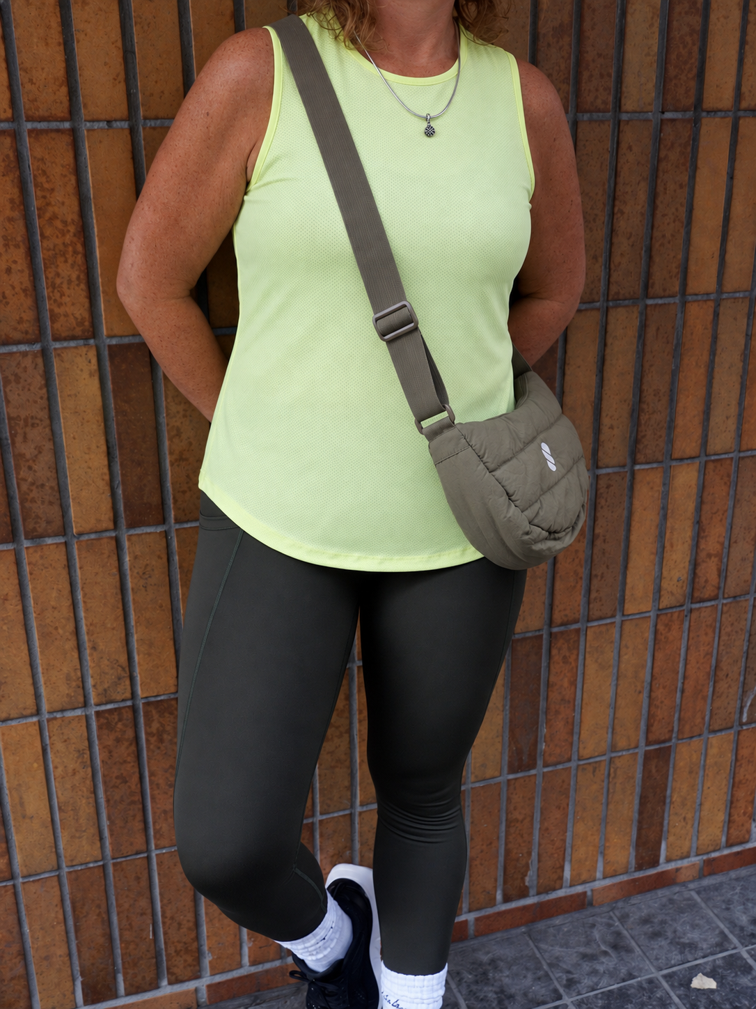 Cross Body Quilted Bag - Khaki