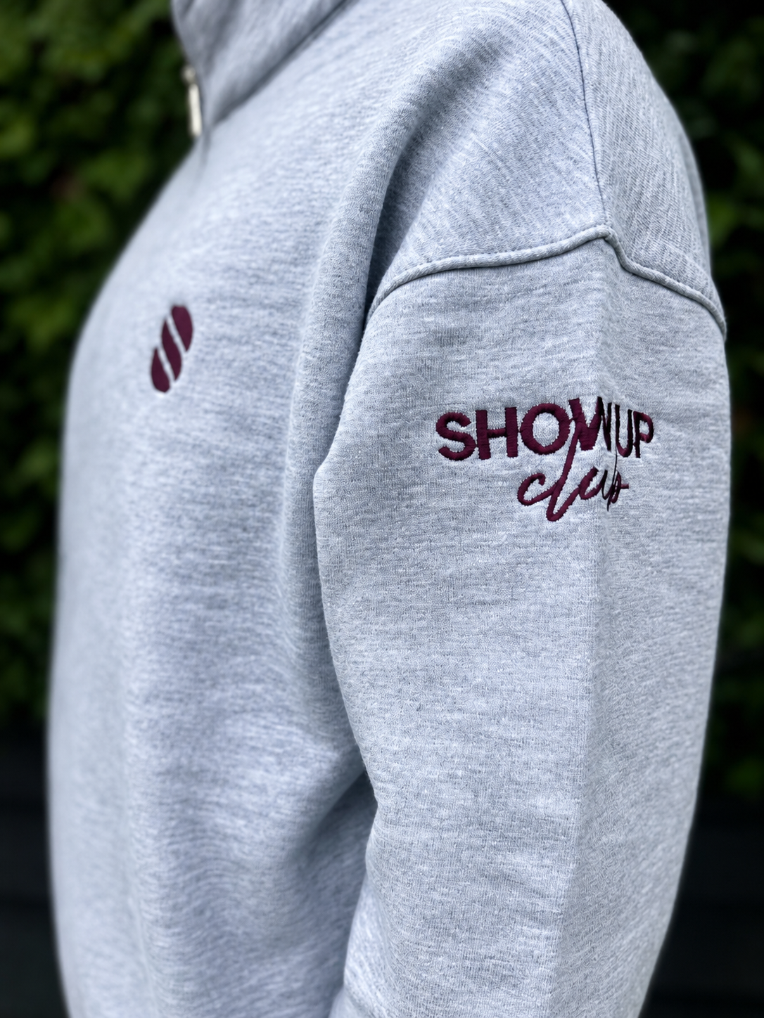 Funnel Neck Half Zip - Grey Marl