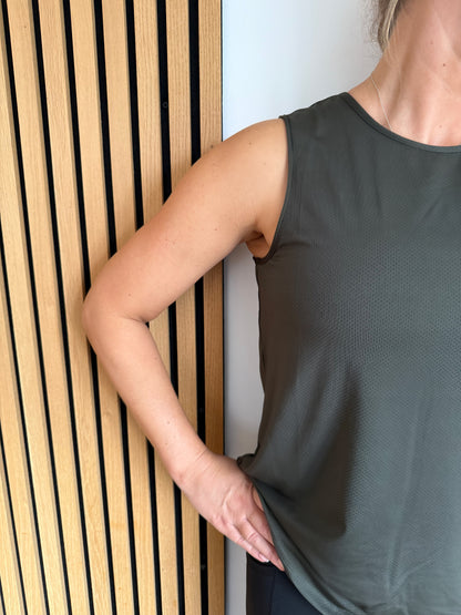 Rosa Relaxed Fitness Tank  - Military Green