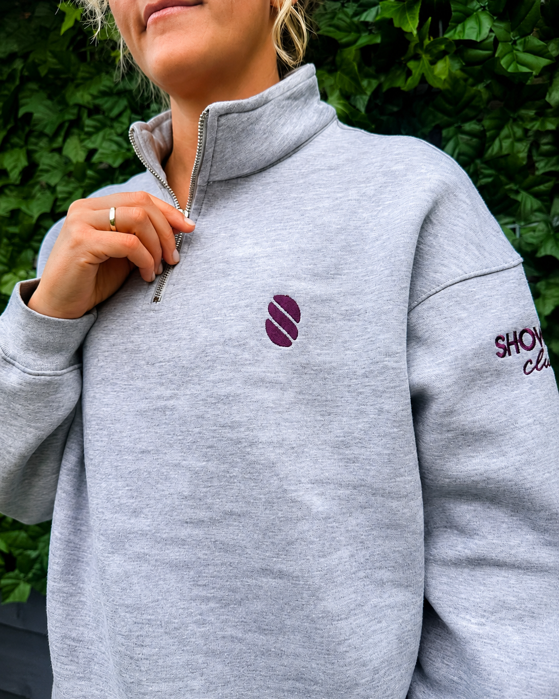 Funnel Neck Half Zip - Grey Marl