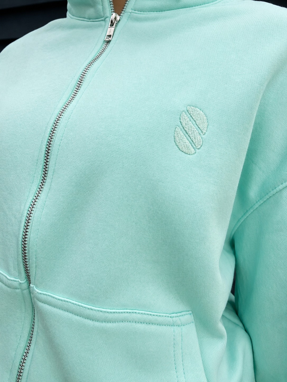 Full Zip Sweater - Soft Mint