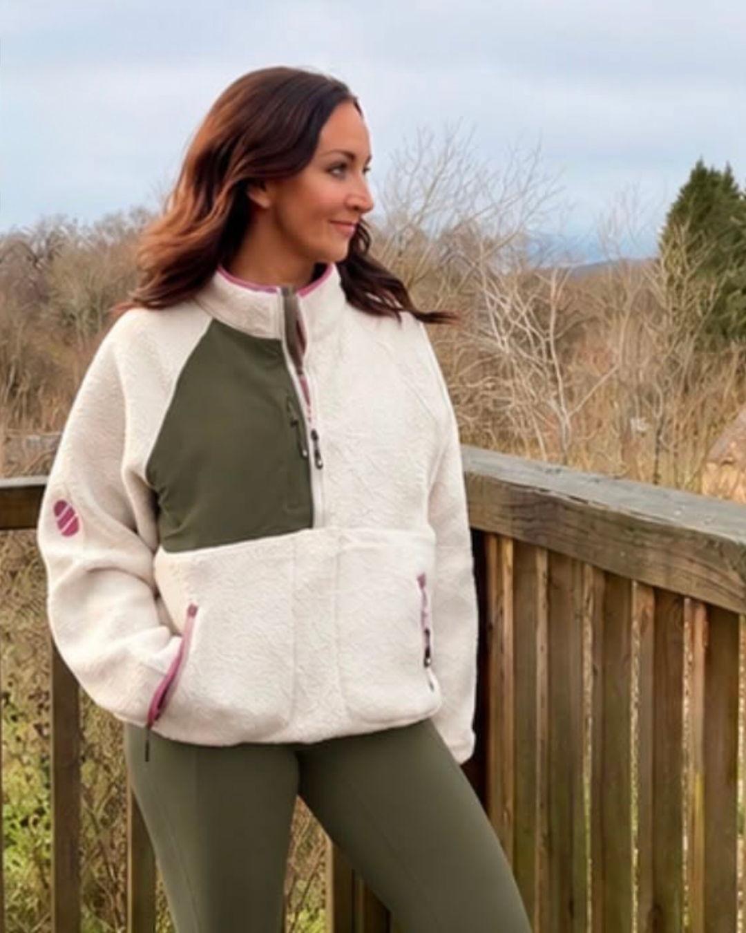 Show Up Club - Half Zip Fleece Natural/Green