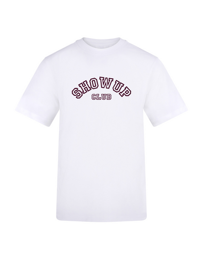 Show Up Club Varsity Tee - White