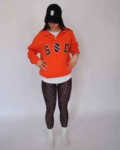 RISE Compression Leggings - Grey and Red Leopard